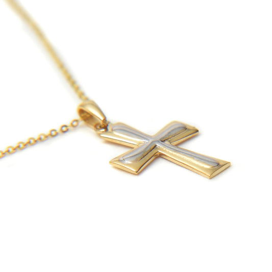 Dije Cruz Dos Oros oro 14K con cadena de 40cm