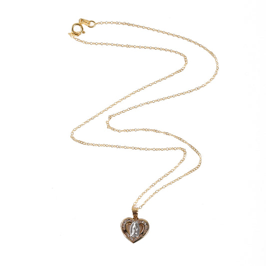 Medalla Virgen Guadalupe Corazón oro 14K