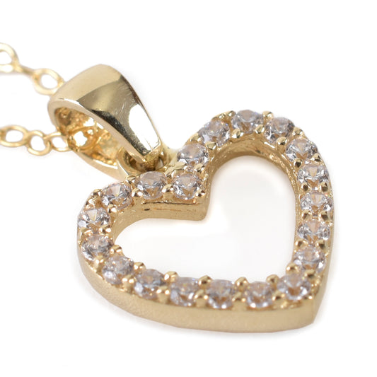 Dije Corazón Mini oro 14K con zirconias
