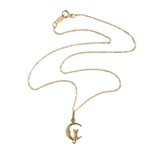 Dije Gato en la Luna oro 14K