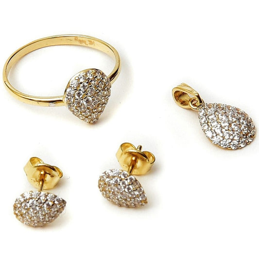 Juego Gota oro italiano 14K con zirconias