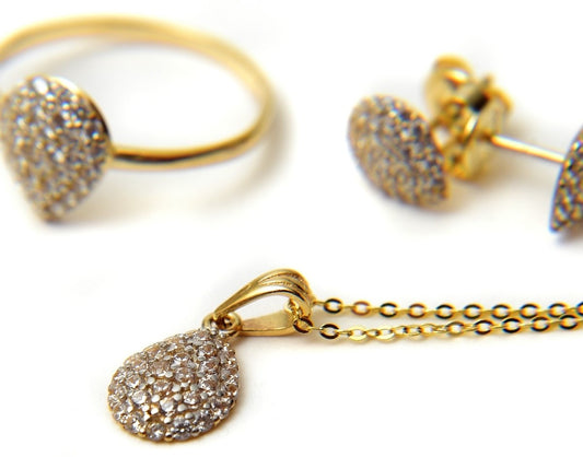 Juego Gota oro italiano 14K con zirconias