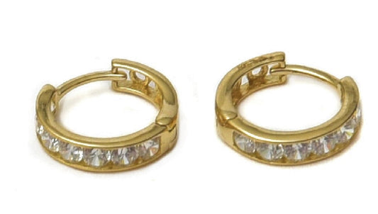 Huggies Mini con Zirconias oro 14K