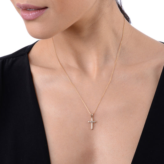 Gargantilla Cruz con Circonias ORO 14K