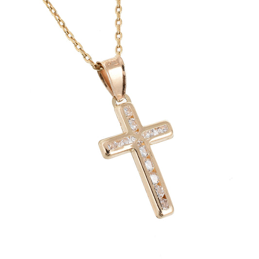 Gargantilla Cruz con Circonias ORO 14K