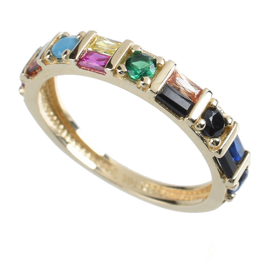 Anillo Arcoíris con gemas de colores Oro 14K