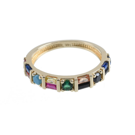 Anillo Arcoíris con gemas de colores Oro 14K