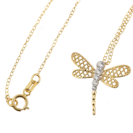 Juego Libélula Aire oro 14K