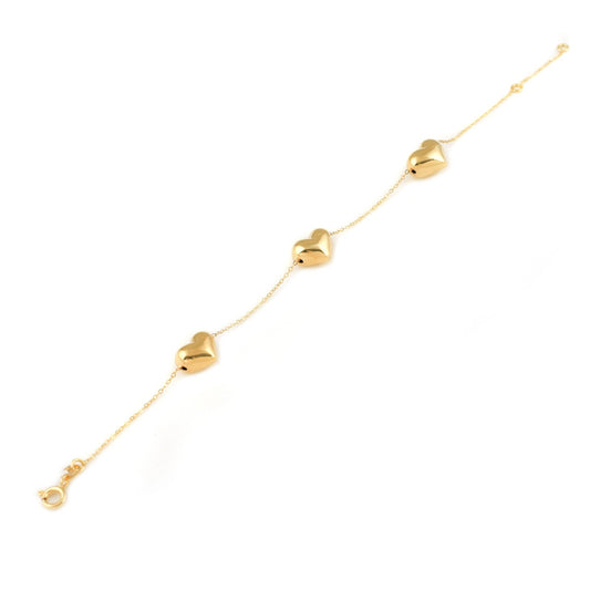 Pulsera Corazones Inflados oro italiano 14 K