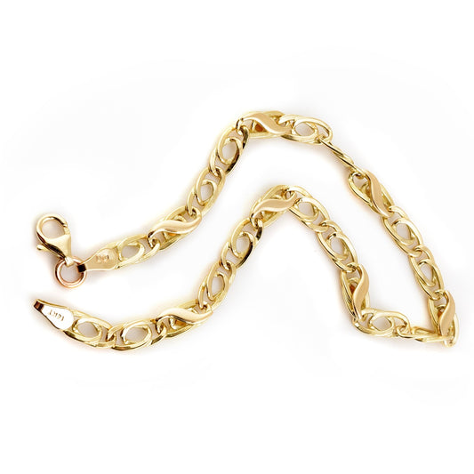 Pulsera tejido Combinada para caballero oro 14K