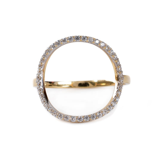 Anillo Silueta círculo Oro 14K con zirconias