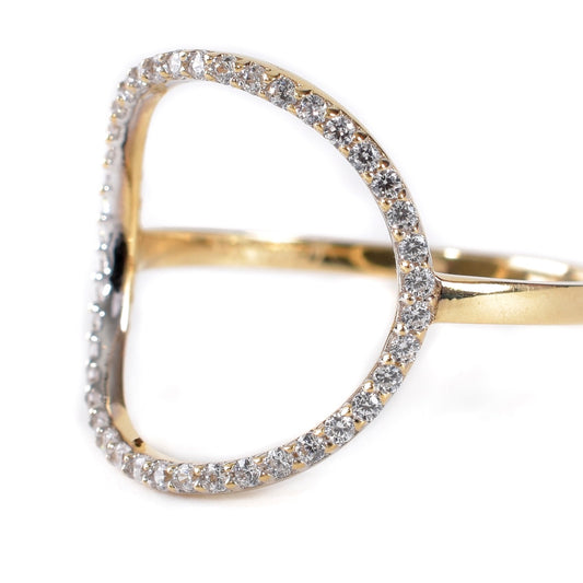 Anillo Silueta círculo Oro 14K con zirconias