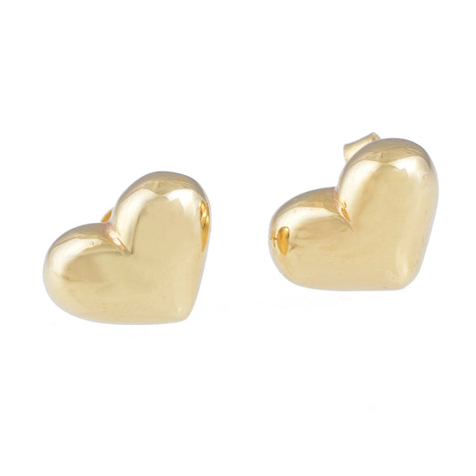 Aretes corazón inflado oro italiano 14K