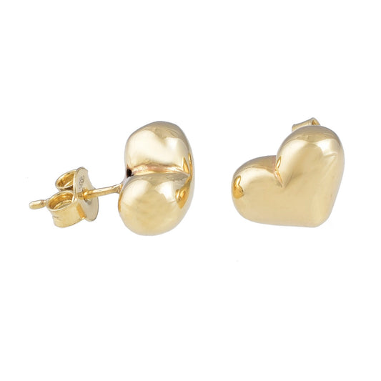 Aretes corazón inflado oro italiano 14K